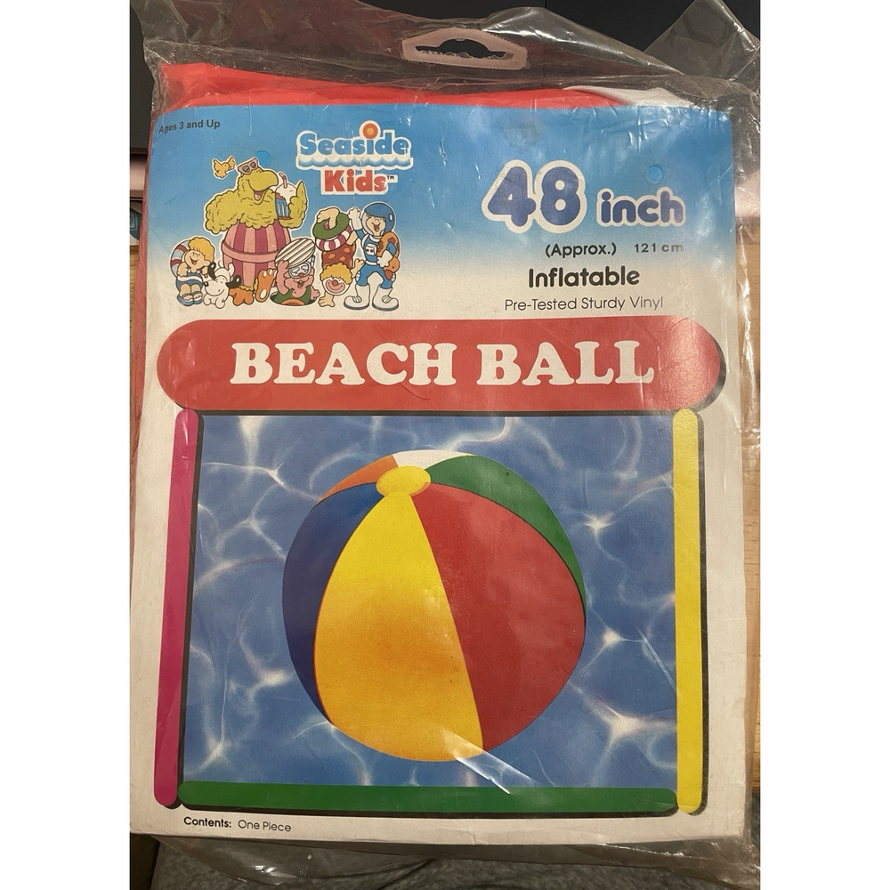 Vintage Seaside Kids 48in Inflatable Vinyl Beach Ball Giant NOS Pool Collectible